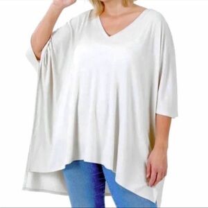 ZENANA PREMIUM Detailed Band V-Neck Oversized Sweater - Poncho